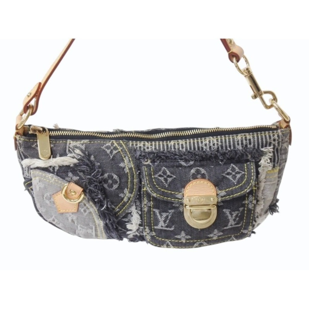 Louis Vuitton Hobo Bag Shoulder Denim One Monogram Black Pouchy